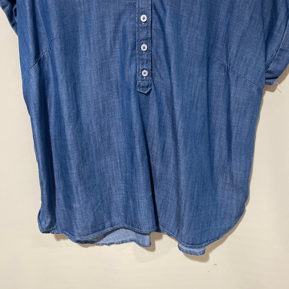 Talbots Blue Chambray Button Down Shirt Women's XLP Petite - Picture 4 of 8